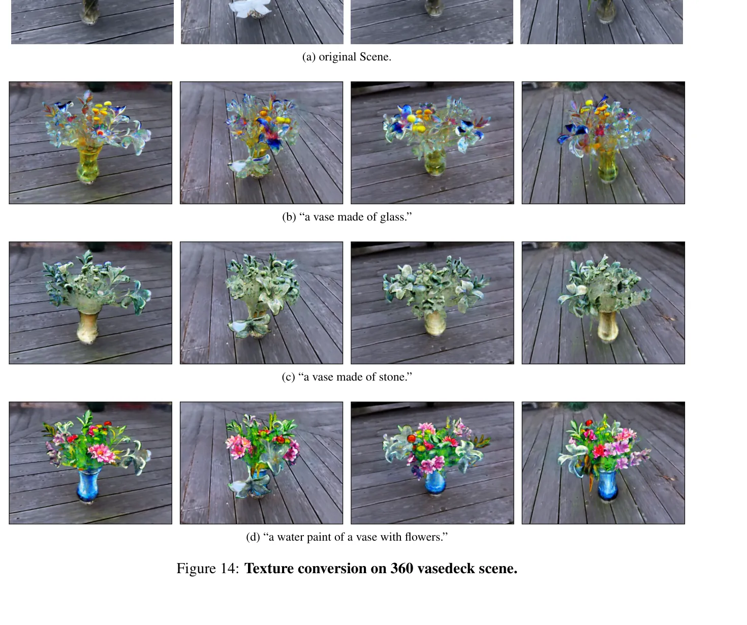 Fig. 14: Texture conversion on 360 vasedeck scene