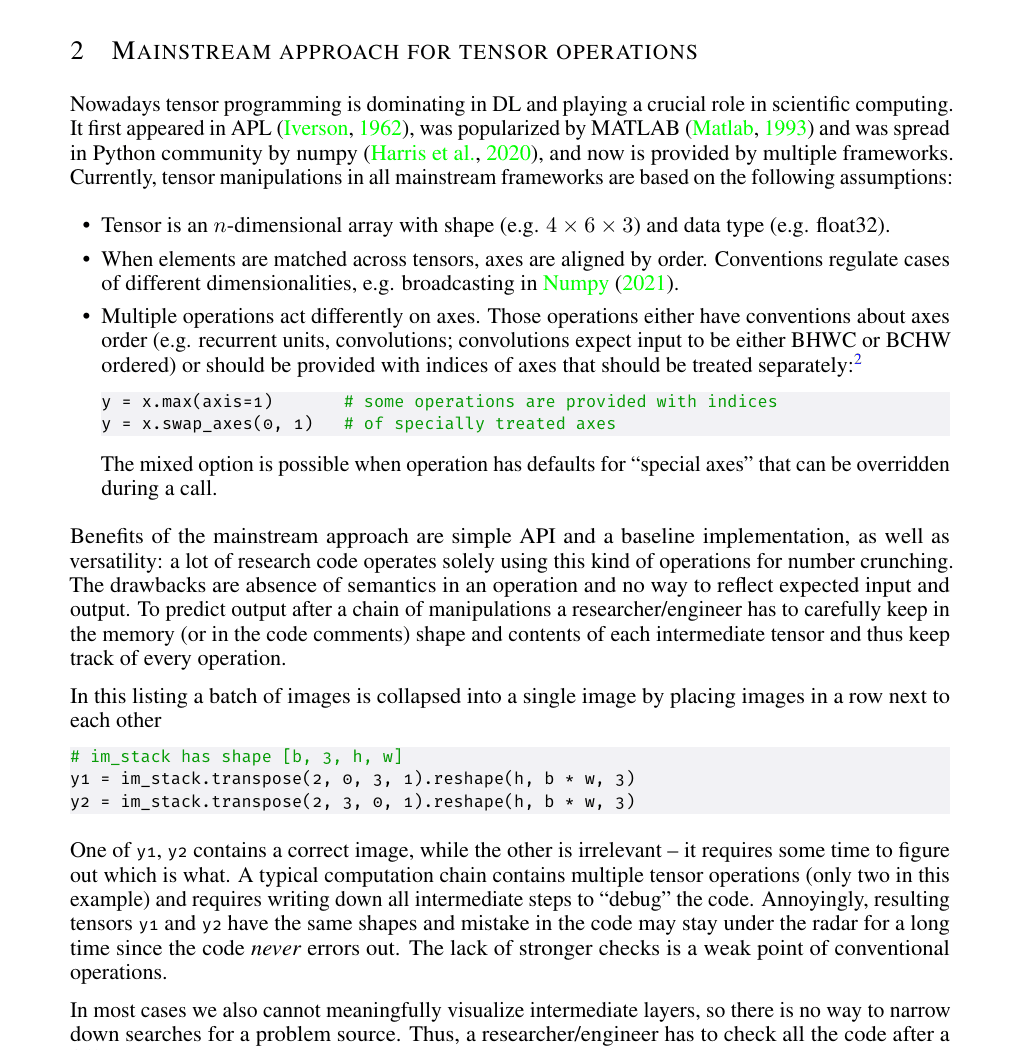 Mainstream tensor operations in the paper