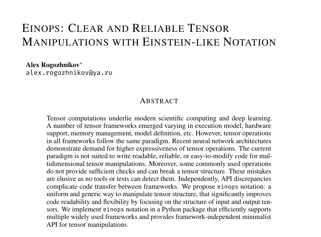 Einops paper title and abstract