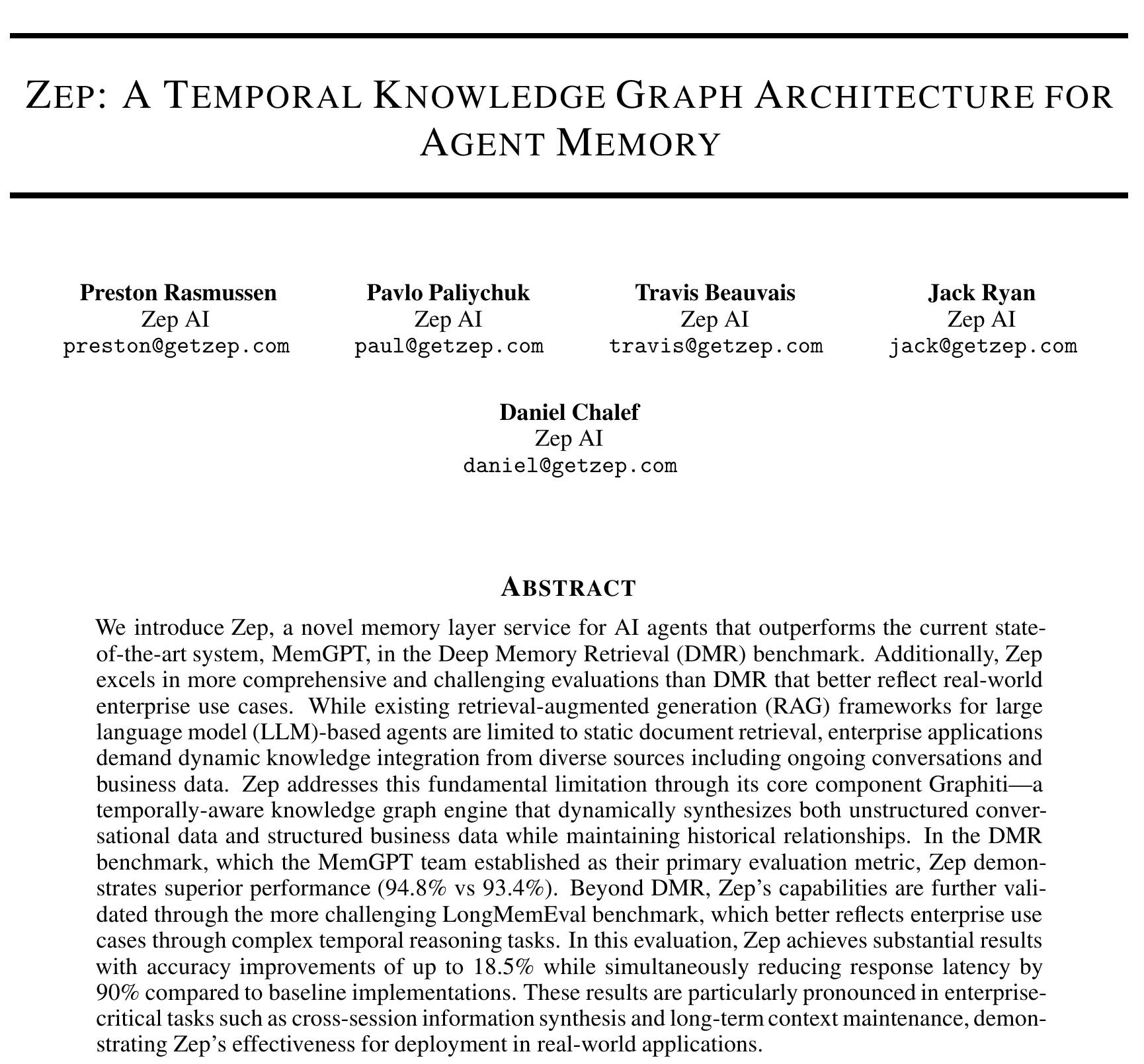 Zep paper title and abstract